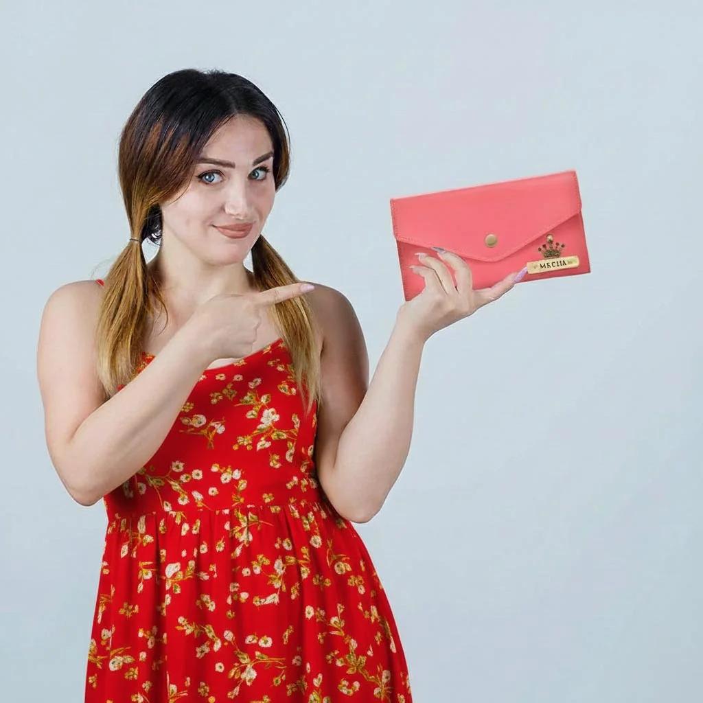 MH Decors Elegant Pink Girls’ Clutch Wallet – Custom Name Engraving