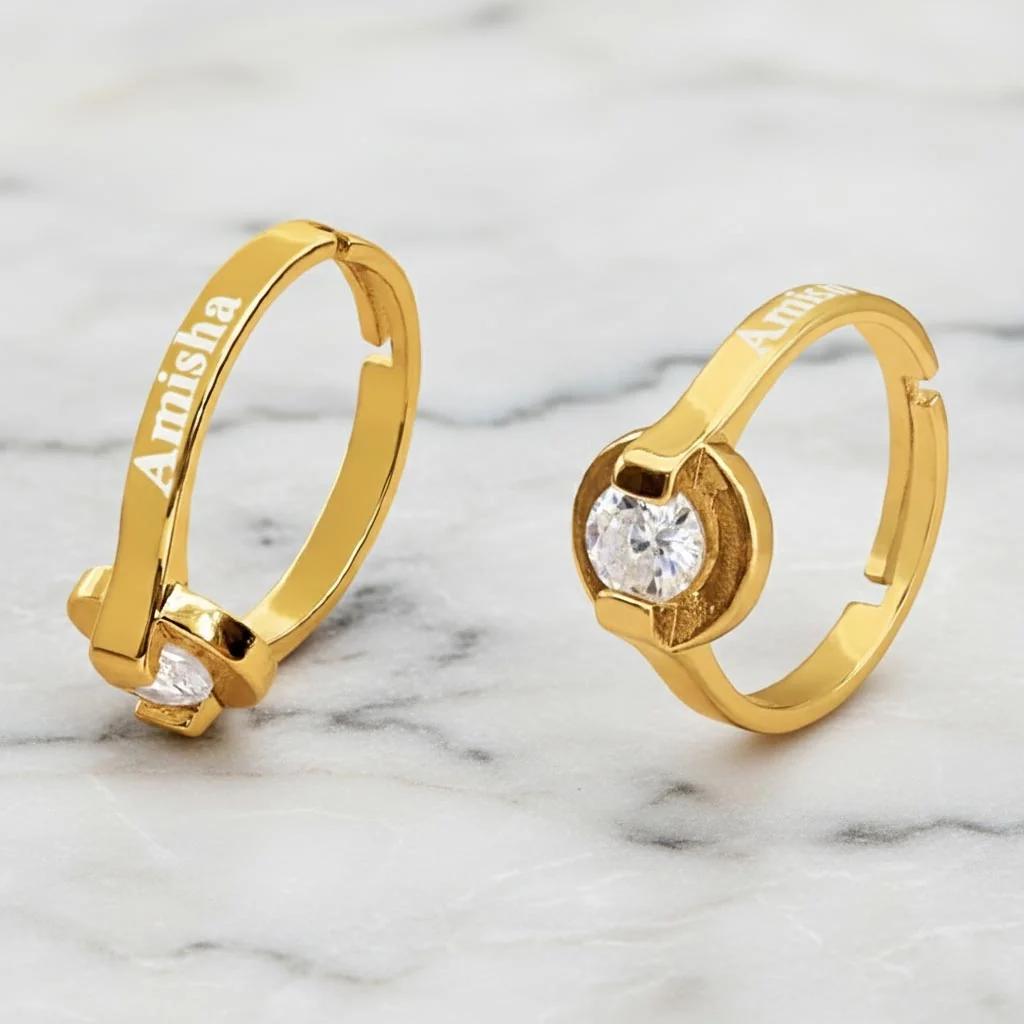 Zpics Name Engraved Ladies Finger Ring 
