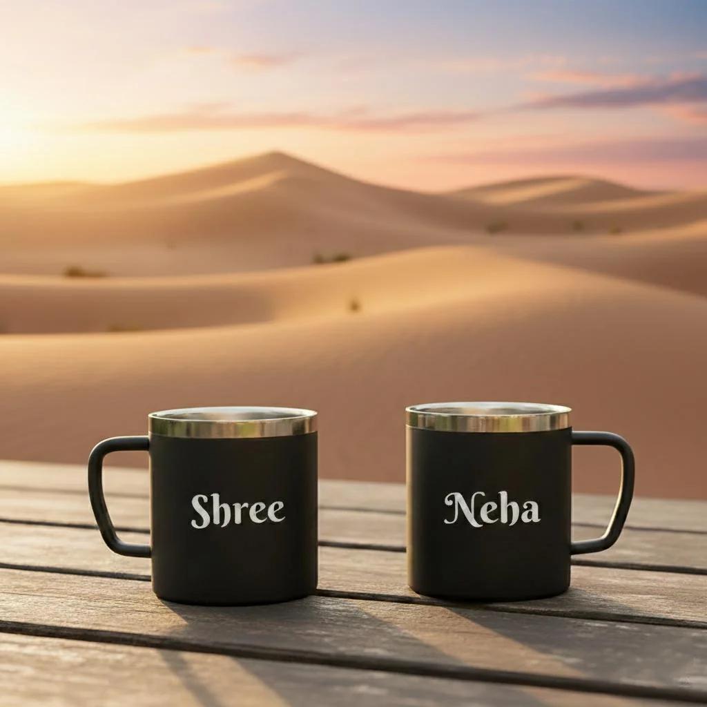 MH Decors Personalized Steel Coffee Mug – Custom Black Finish