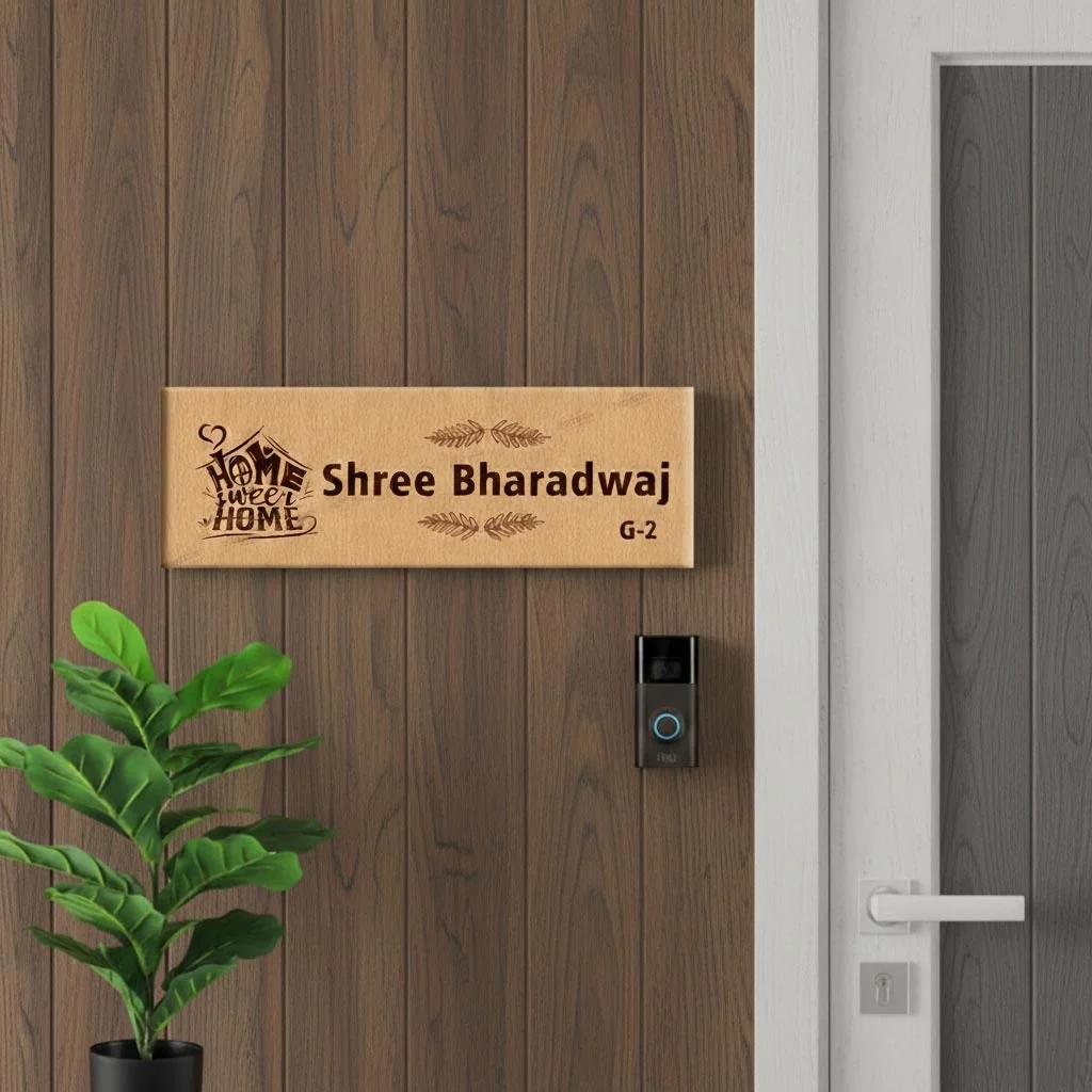 MH Decors Engraved Home Name Plate – Custom Door Name Sign