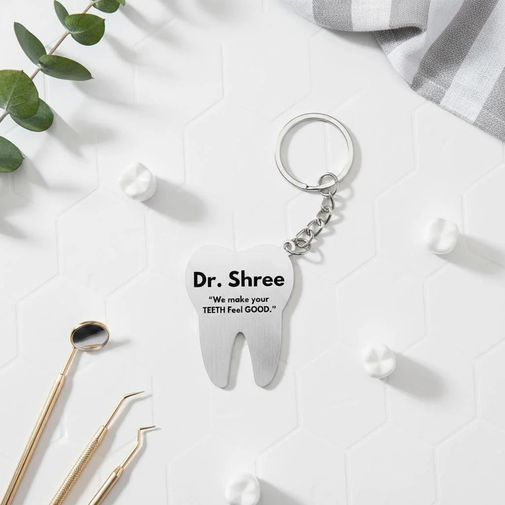 MH Decors Engraved Tooth Keychain – Unique Dentist Appreciation Gift