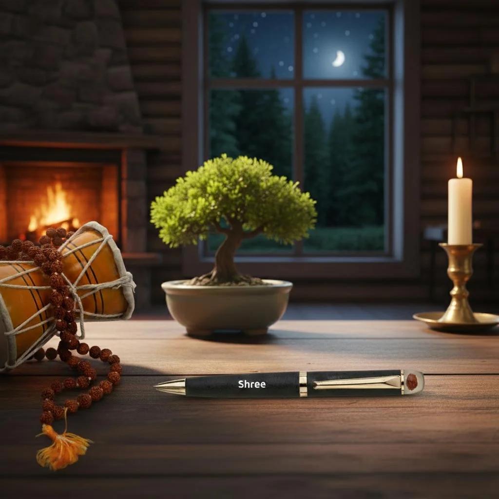 MH Decors Spiritual Rudraksha Pen – Personalized Engraved Name Pen