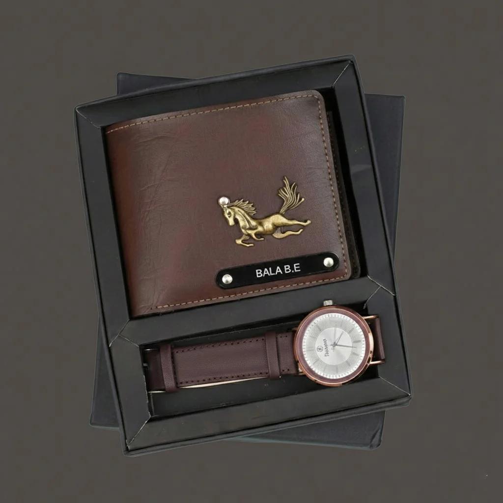Mens Leather Wallet and Watch Combo Bangkok Style Gift Set