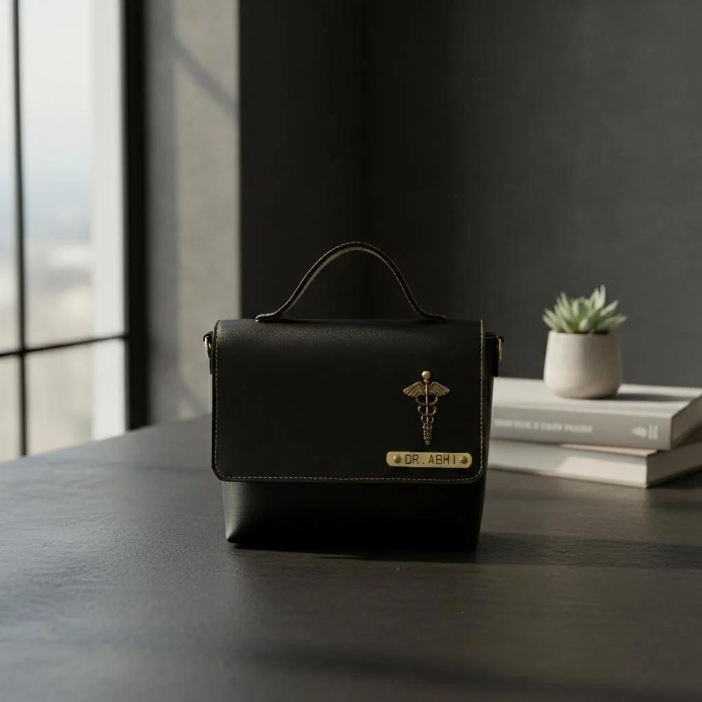 Custom Name Black Sling Bag for Women Everyday Essential