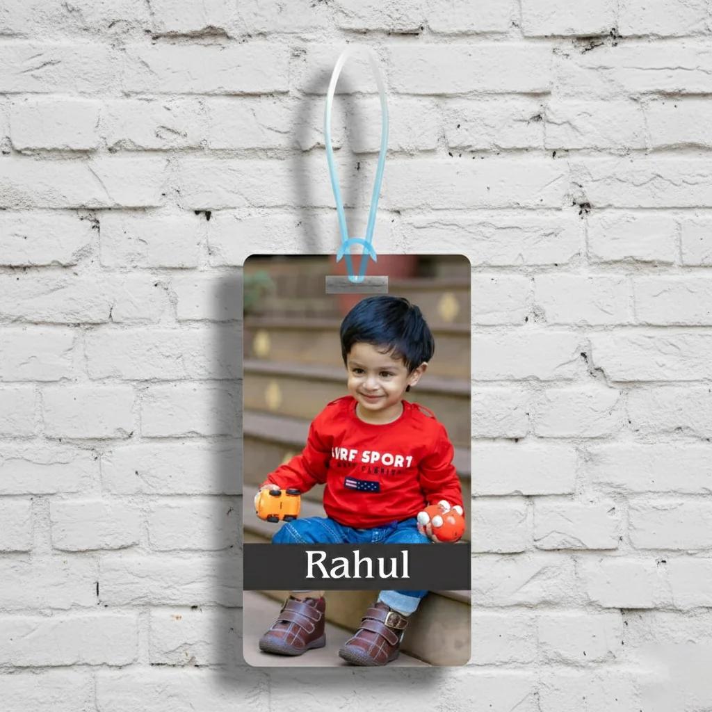 Zpics Premium Wooden Personalised Luggage Tag for Kids School Bags