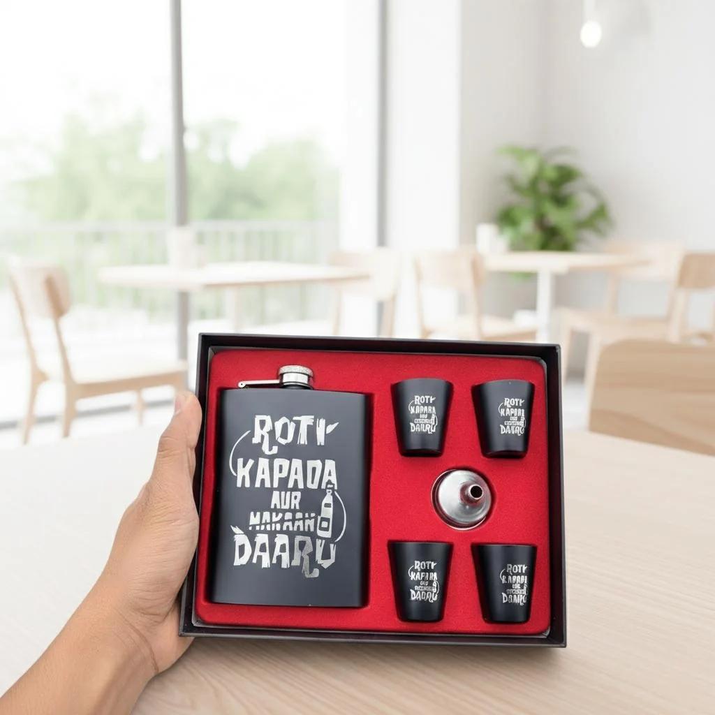 Zpics Engraved Stainless Steel Hip Flask Personalized with Your Name