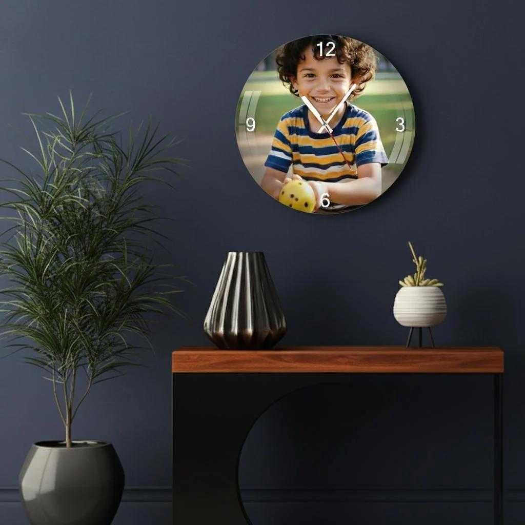 Zpics Personalized Acrylic Clock with Custom Photo Design Round or Square