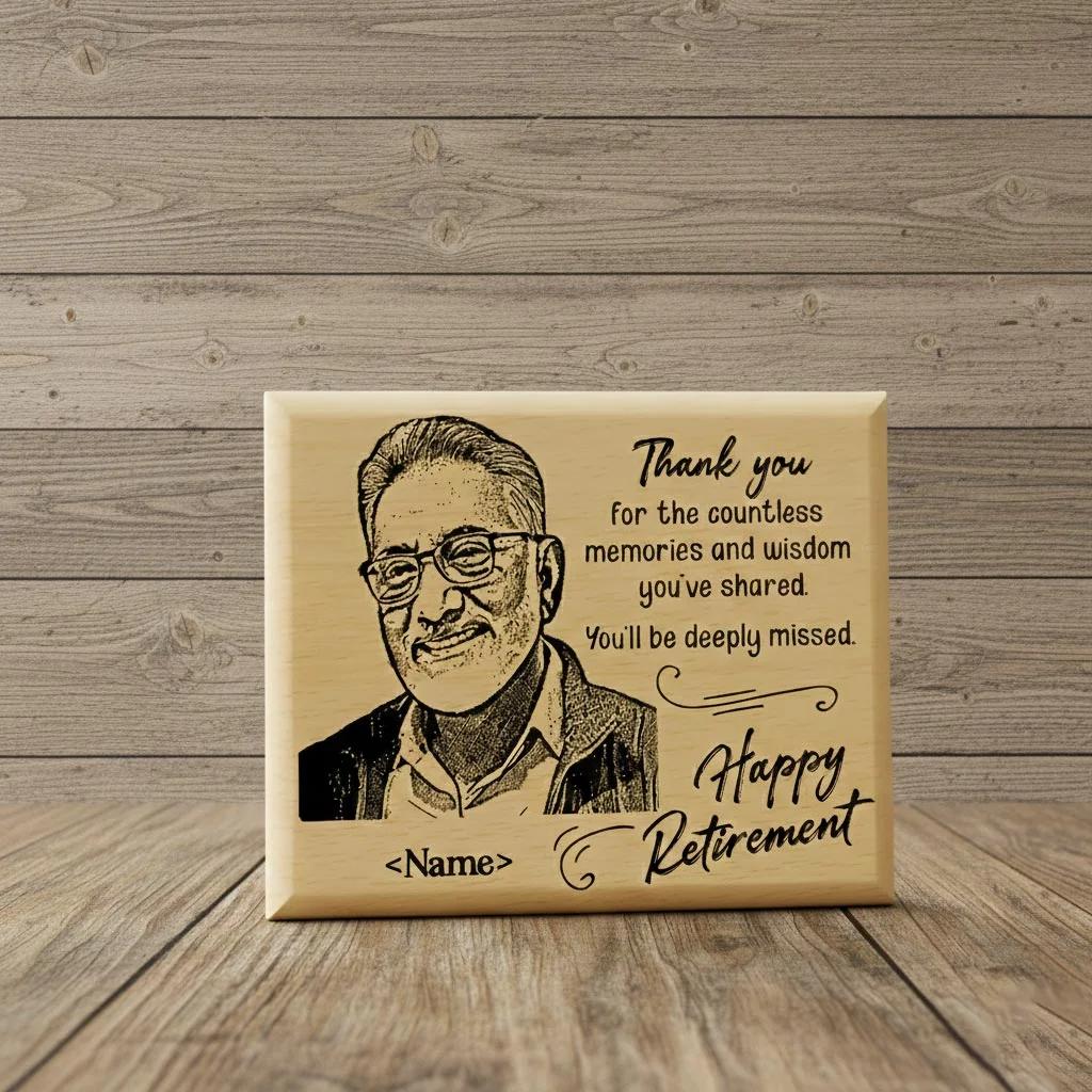 Zpics Engraved Wooden Plaque Personalized for Retirement Gift