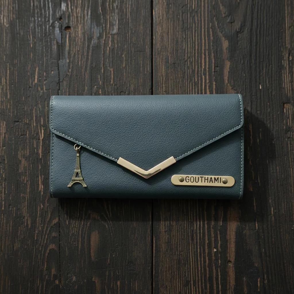 Zpics Custom Women’s Small Wallet Personalized with Name and Charm