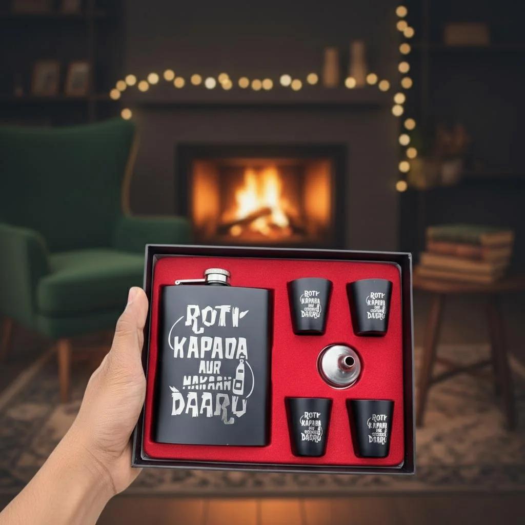 MH Decors Engraved Stainless Steel Hip Flask with Custom Name for a Personalized Gift