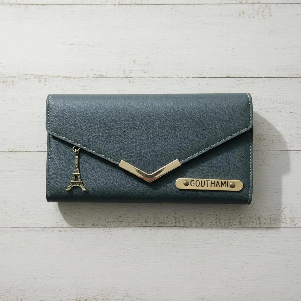 MH Decors Custom Small Wallet for Women with Name and Charm