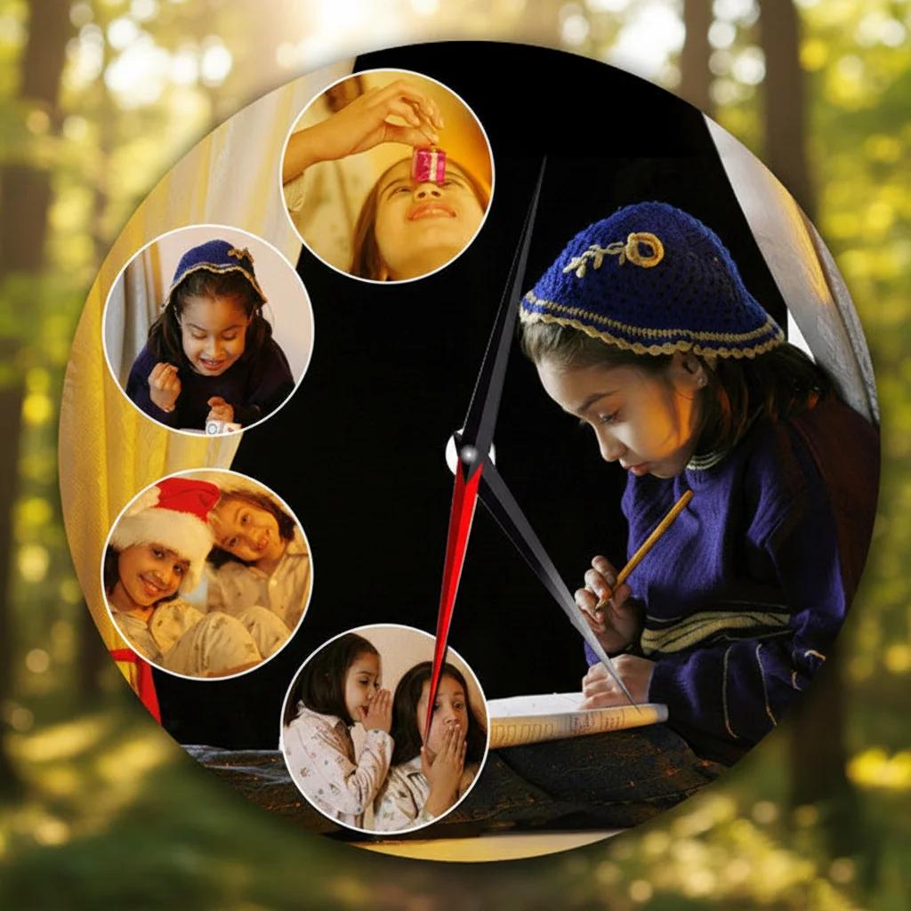 Zpics Create Your Own 8x8 Inch Round Wall Clock Unique Personalized Gift