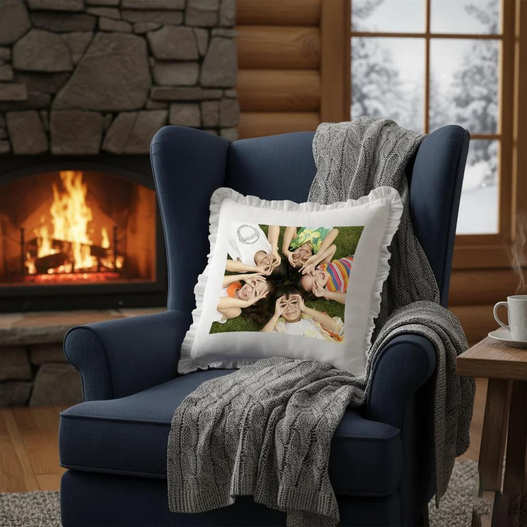 Zpics Customizable 12x12 Square Magic Photo Pillow with Cream Colour Pillow Cover