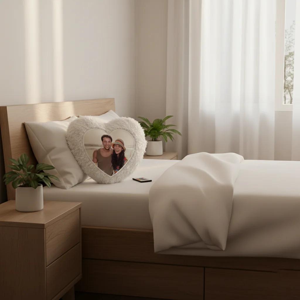 Zpics Custom 12x12 Heart Shaped LED Magic Photo Pillow with Multi Colour & Remote Control