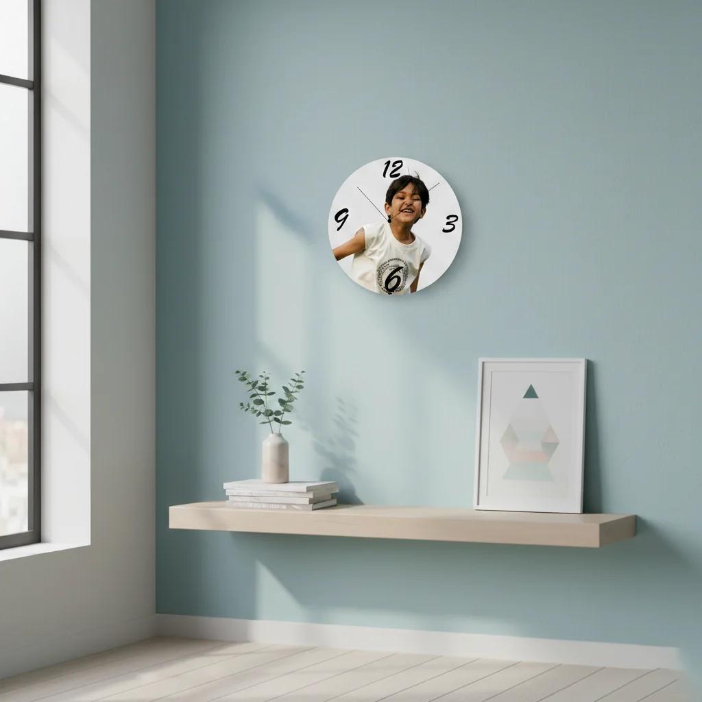 MH Decors Customizable Round Wall Clock 8x8 Inch Personalized for Any Occasion