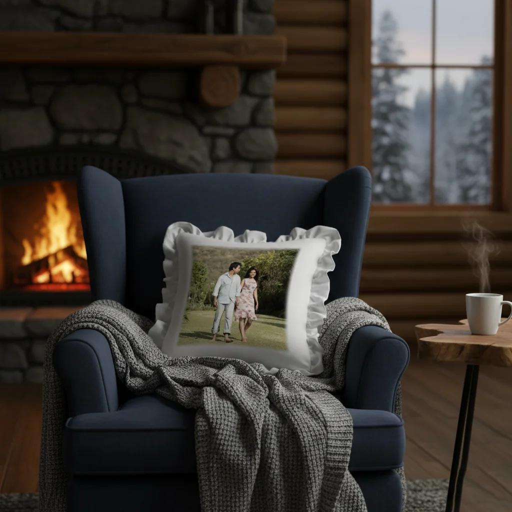 MH Decors Cream Color 12x12 Square Magic Photo Pillow Personalized with Pillow Cover