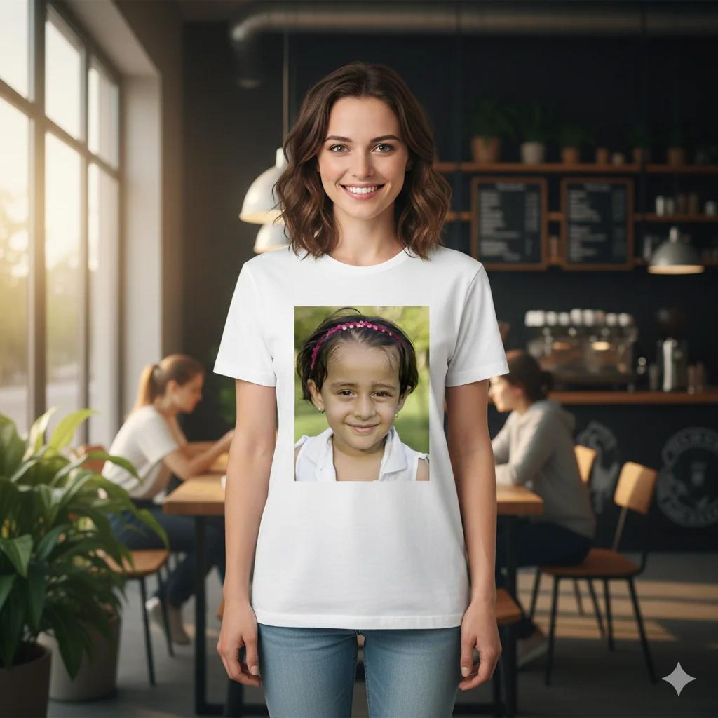 MH Decors White Round Neck T-Shirt Large Size Personalized Photo Print Gift