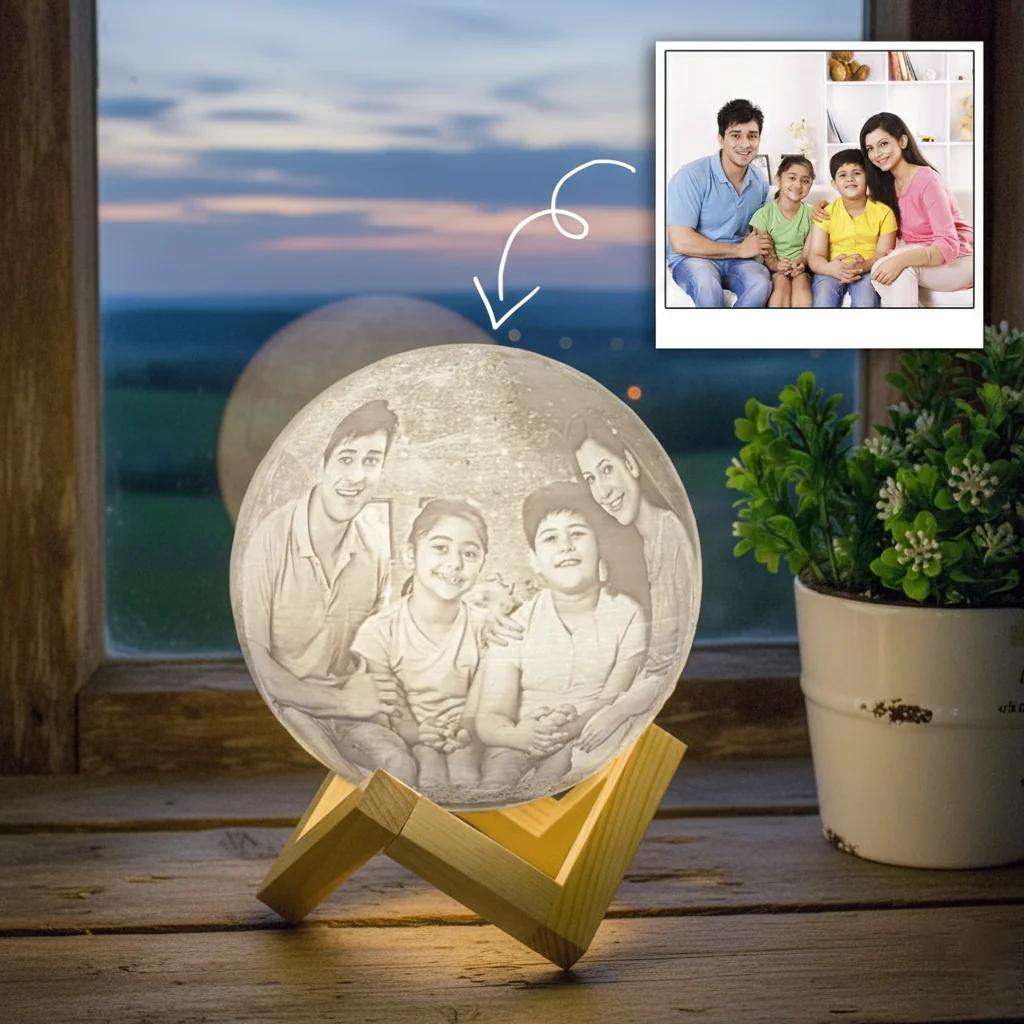 MH Decors 3D Moon Night Lamp 10 CM Personalized Touch Sensor Multi-Color Light