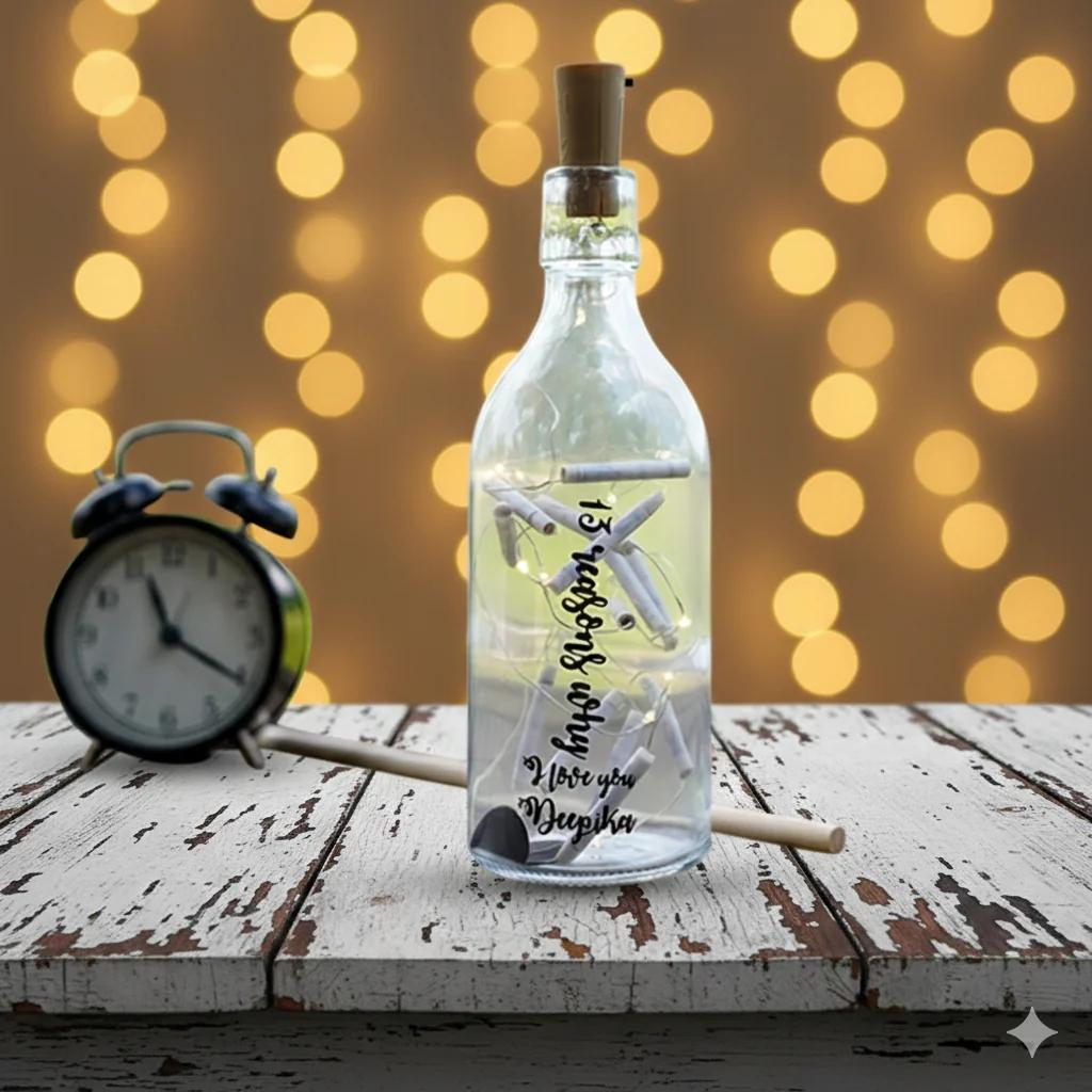 VPH Gift Store LED Drift Bottle Personalized 13 Reasons Message Keepsake