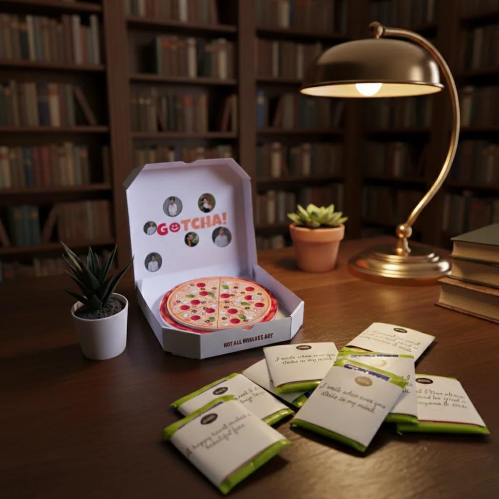 VPH Gift Store Prank Pizza Gift Box with Funny and Witty Personalized Artwork