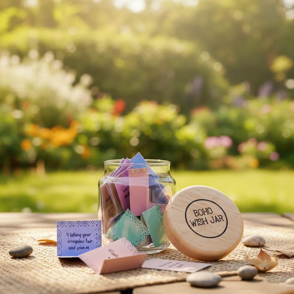 VPH Gift Store Personalized Boho Jar with Wishes and Message Cards