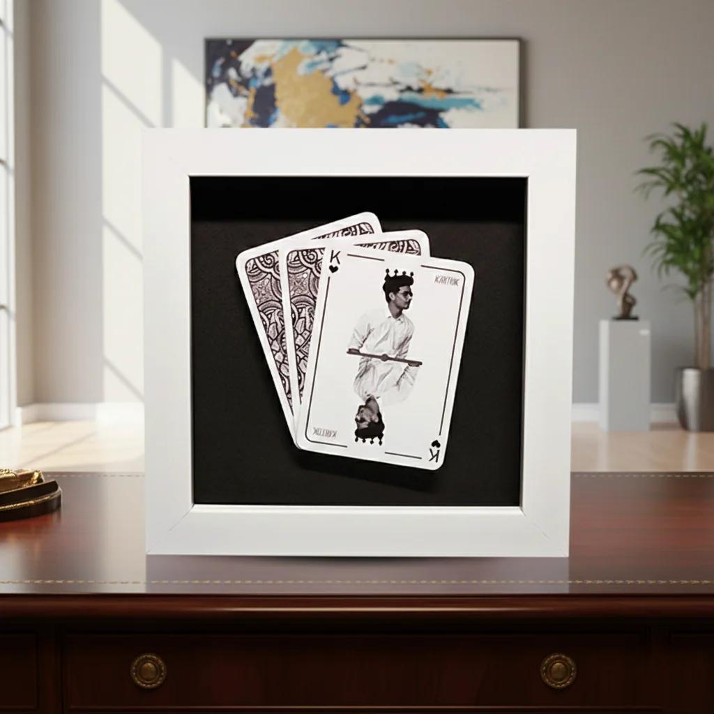 VPH Gift Store Unique Framed Playing Cards Featuring Custom King Card