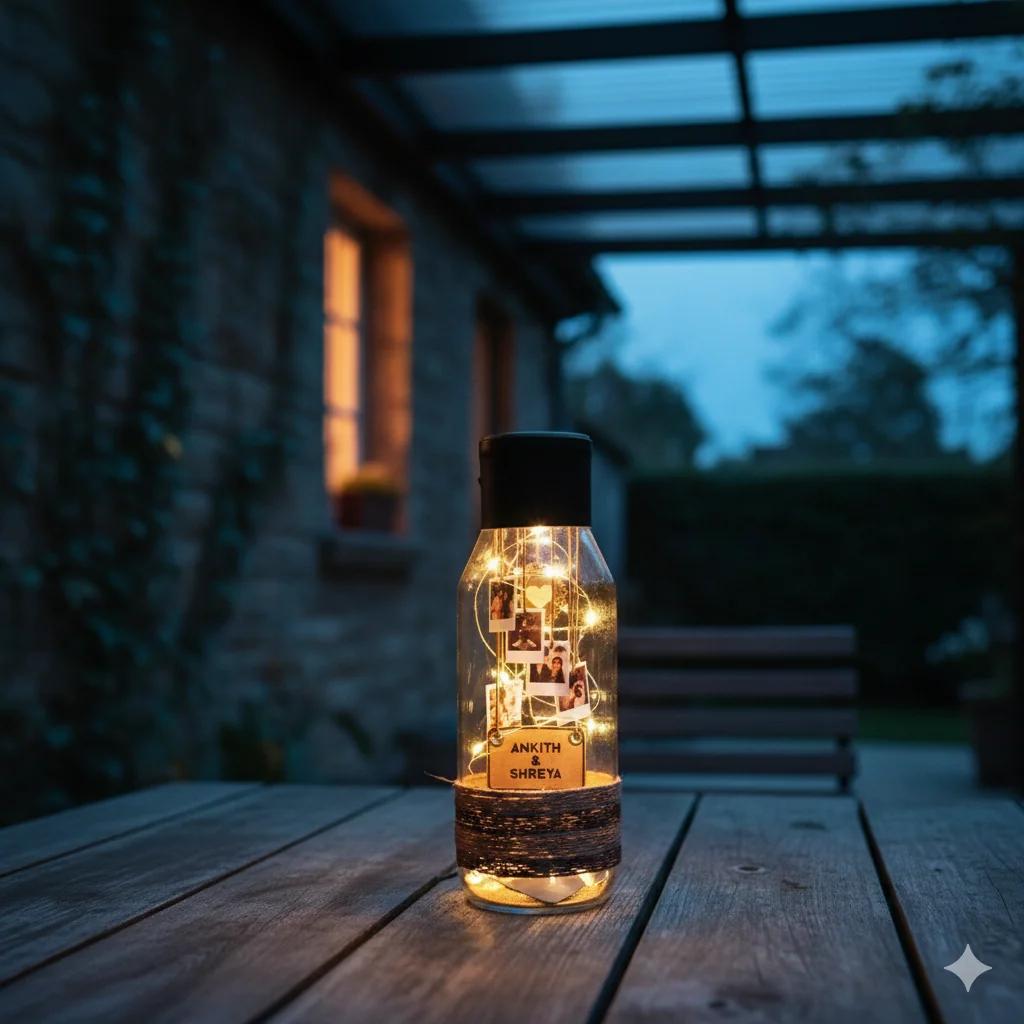 MH Decors Lavish Swedish Glass Jar with Personalized Polaroids and Names Lights