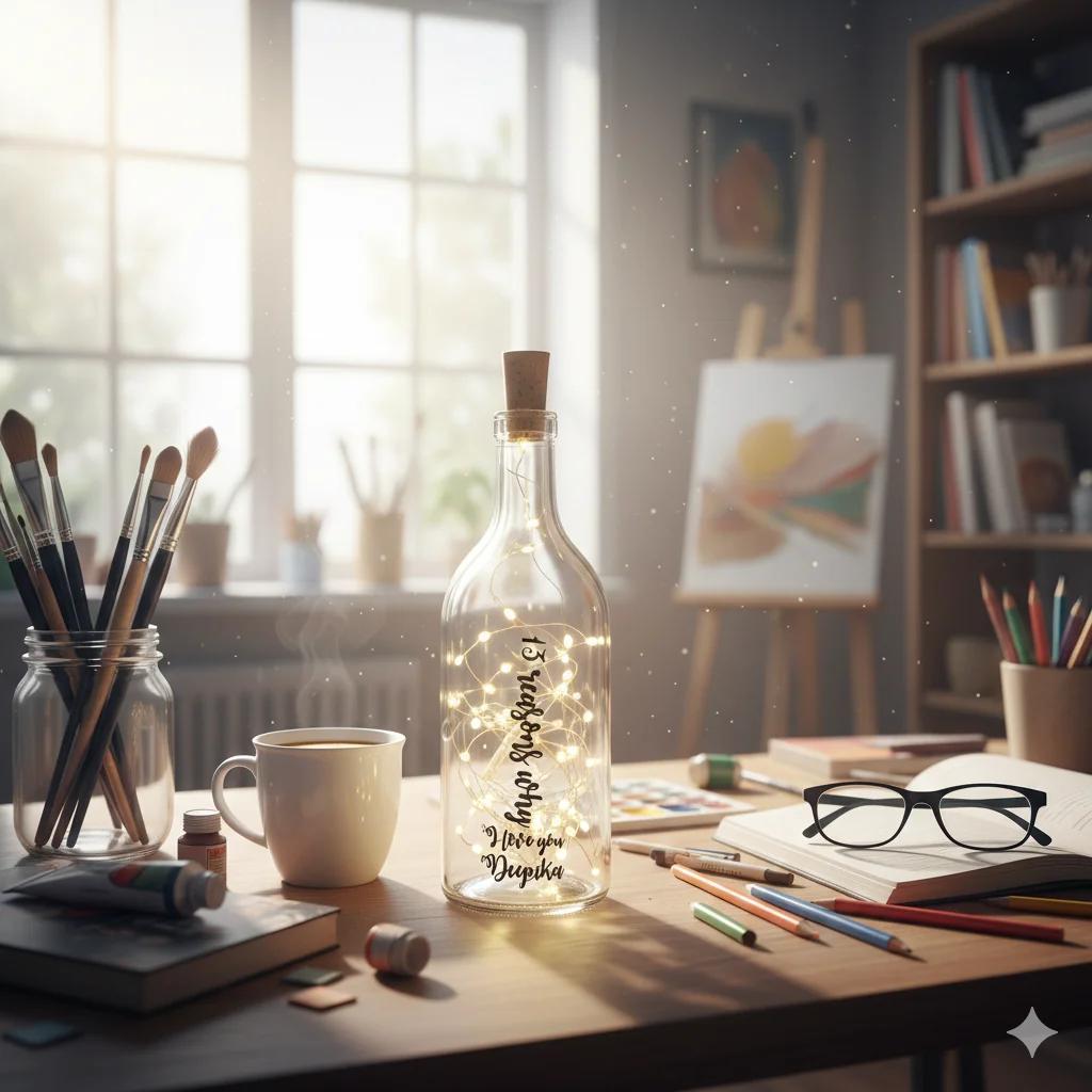 MH Decors Romantic Drift Bottle with 13 Reasons and Illuminated Display