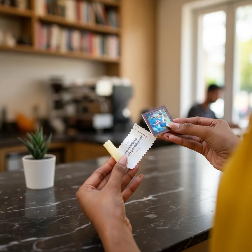 MH Decors Vintage Style Metal Bucket with Chits, Polaroids, and Leather Trim