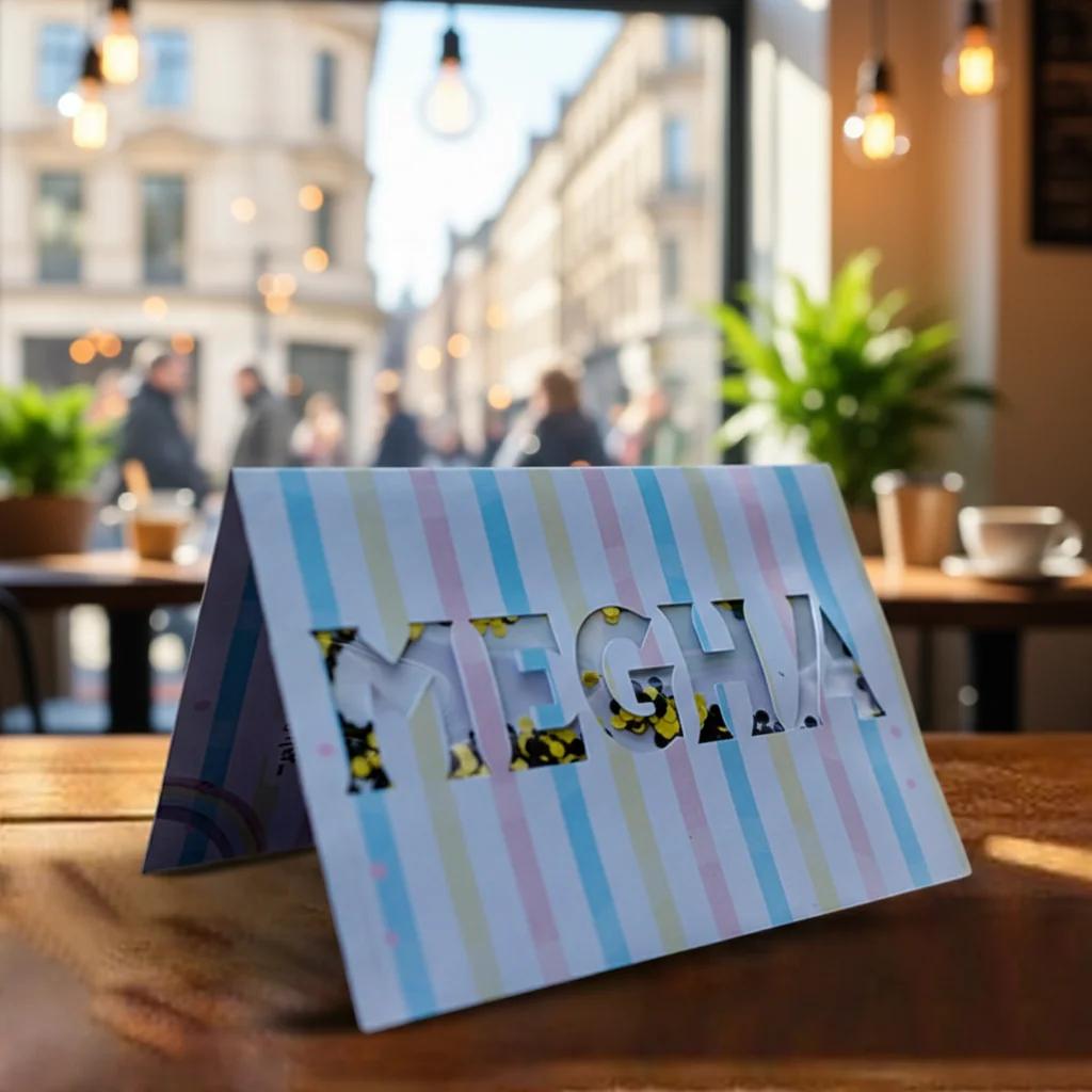 MH Decors Unique Greeting Card Featuring Name with Moving Dot Design