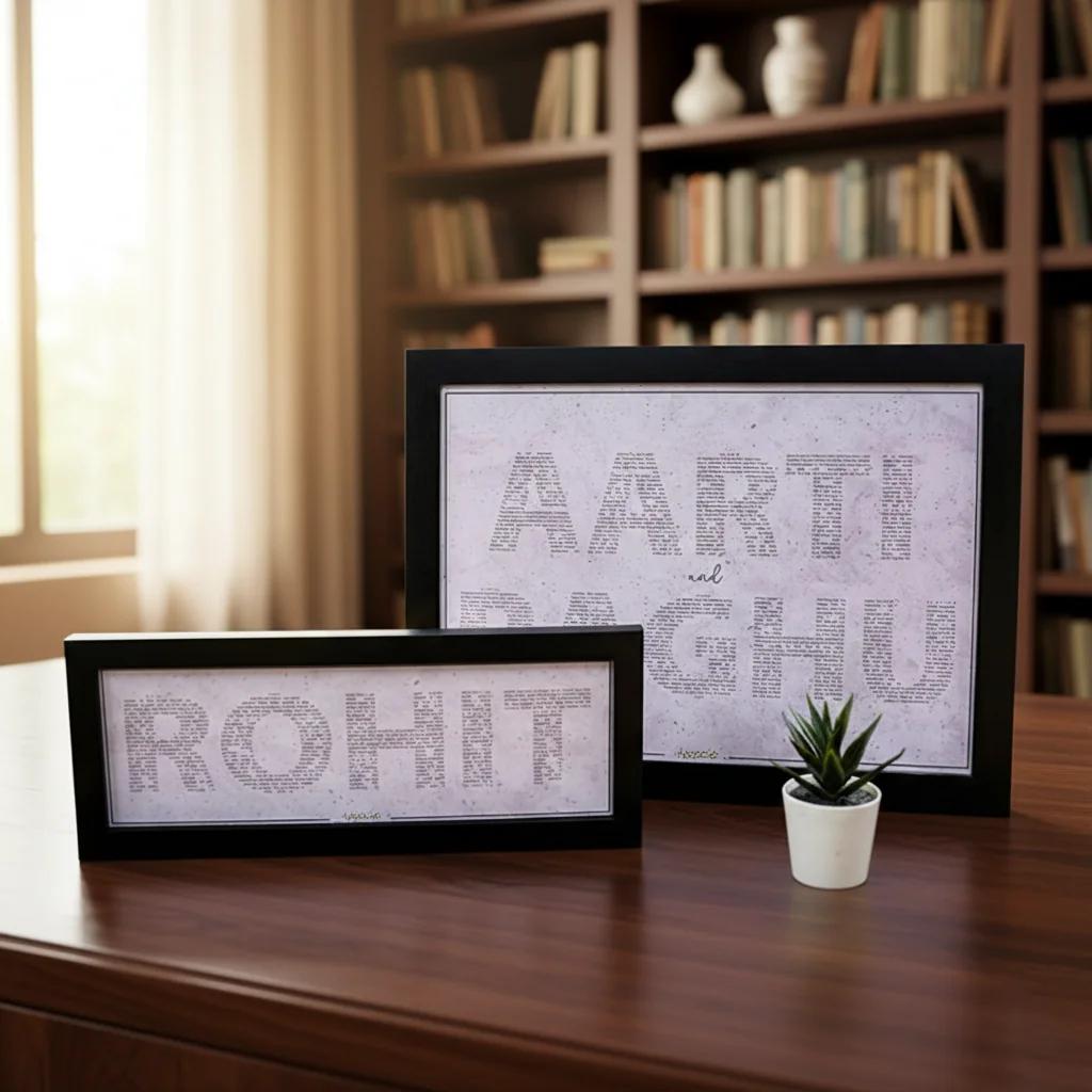 MH Decors Micro-Written Name Story Frame Personalized Standard Size