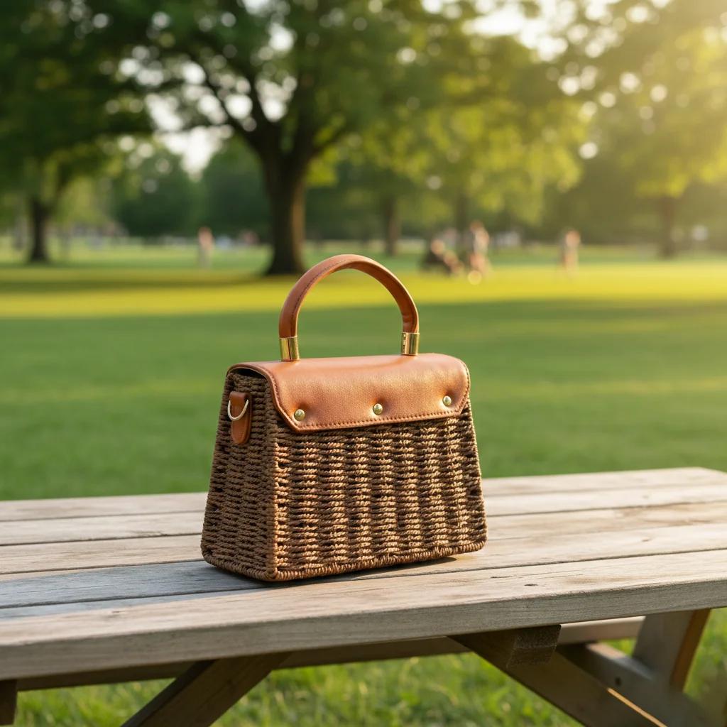 Value Gifts Women’s Seal Brown Woven Beach Handbag