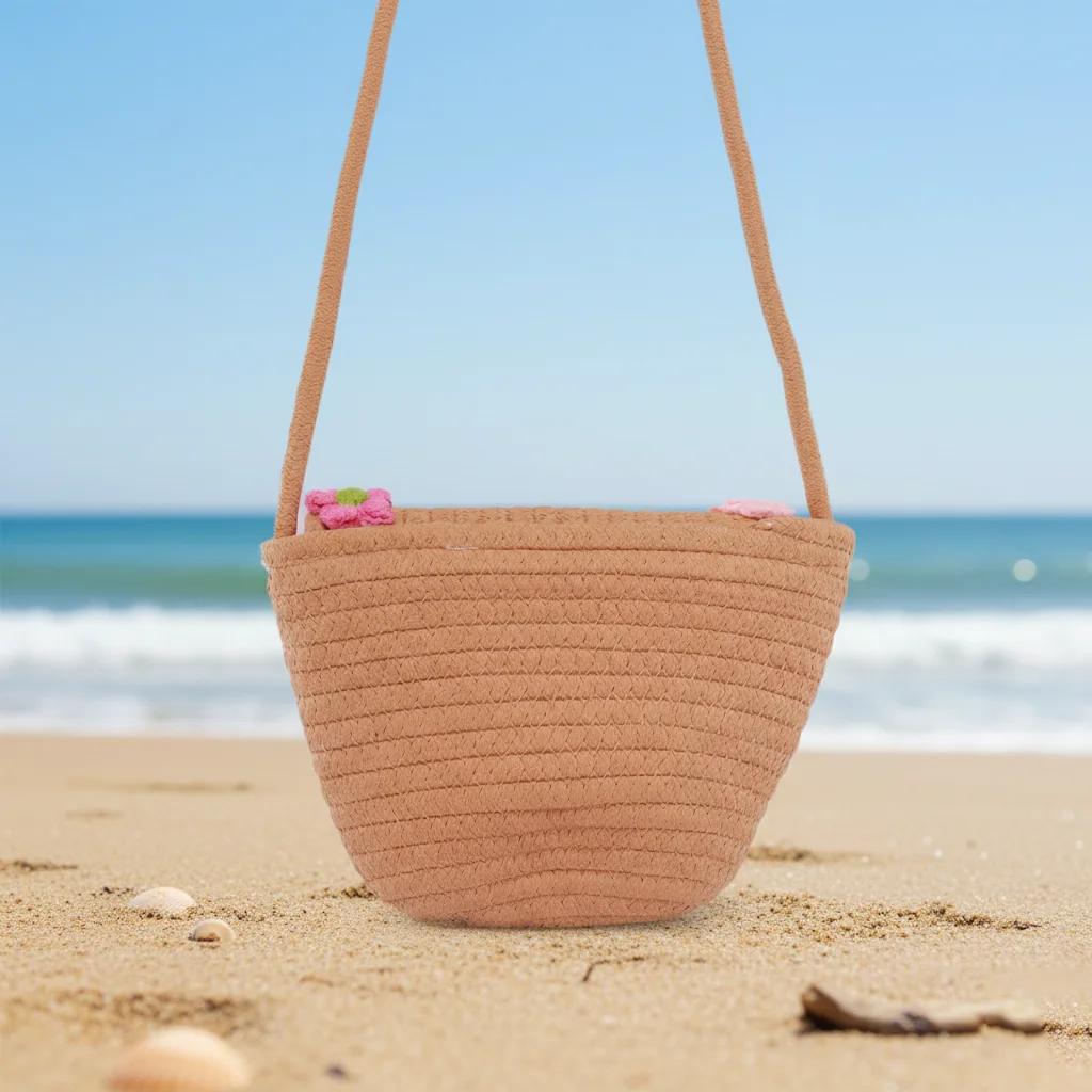 Value Gifts Women’s Straw Mini Sling Bag Pinkish Tan