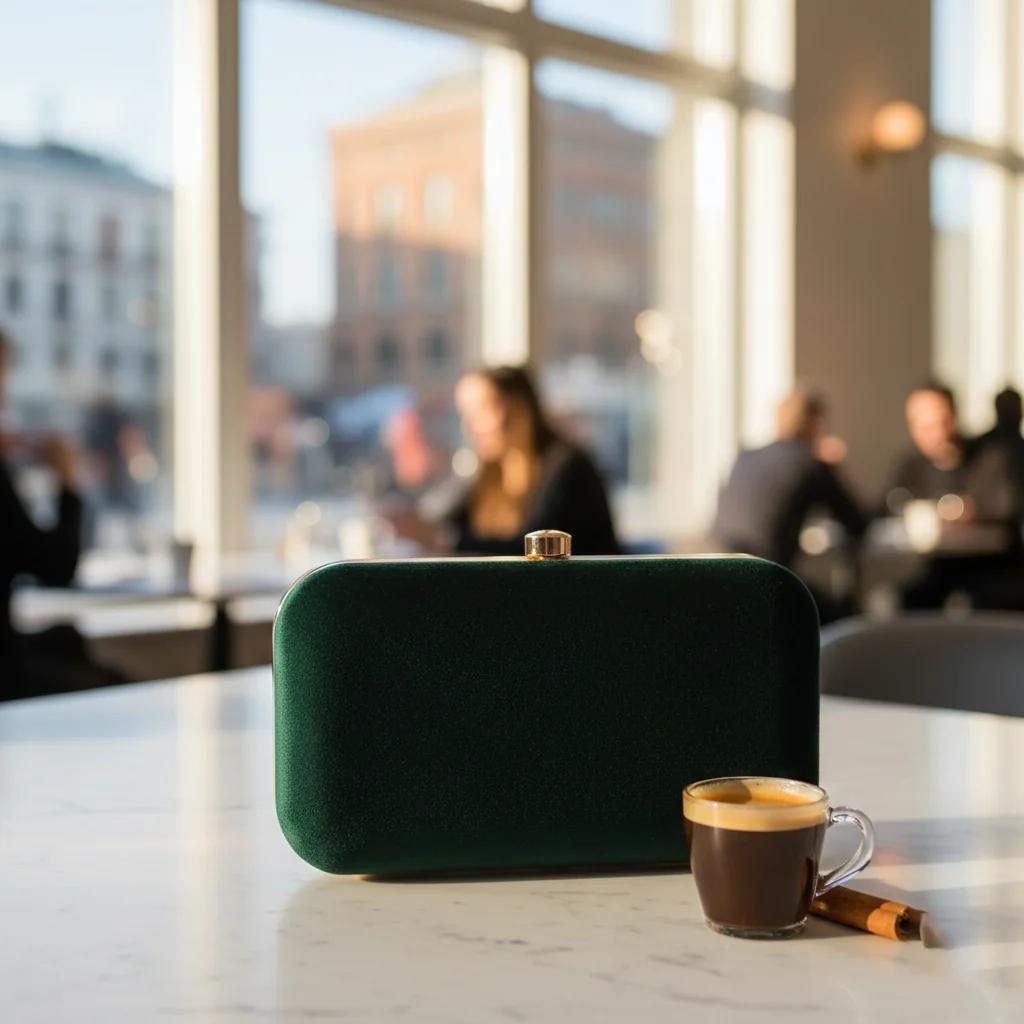 Value Gifts Women’s Phthalo Green Wedding Clutch with Golden Embroidery