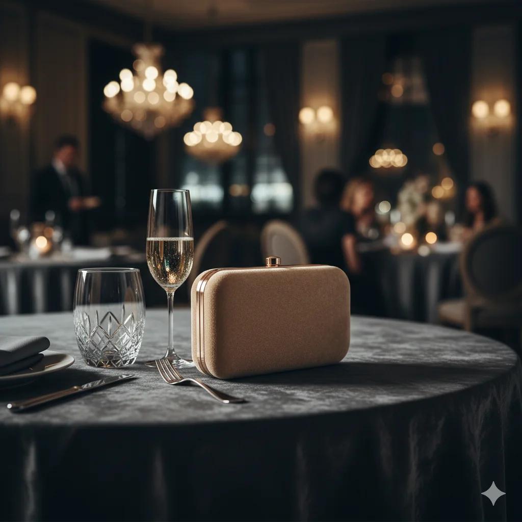 Value Gifts Women’s Pale Taupe Wedding Clutch with Golden Embroidery