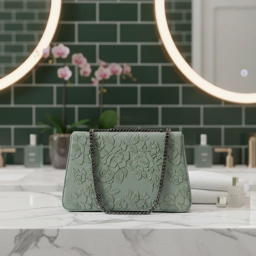 Value Gifts Sage Green Fancy Box Sling Bag for Women and Girls