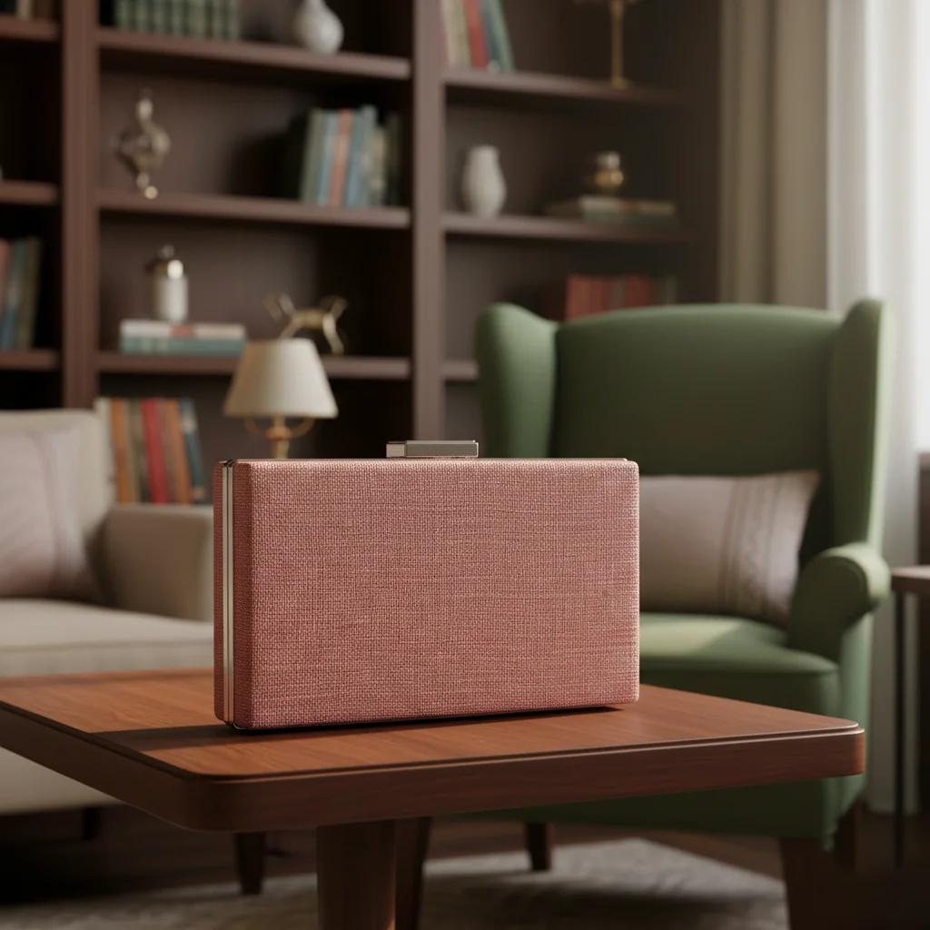 Value Gifts Pinkish Brown Gold Embellished Clutch Purse for Women