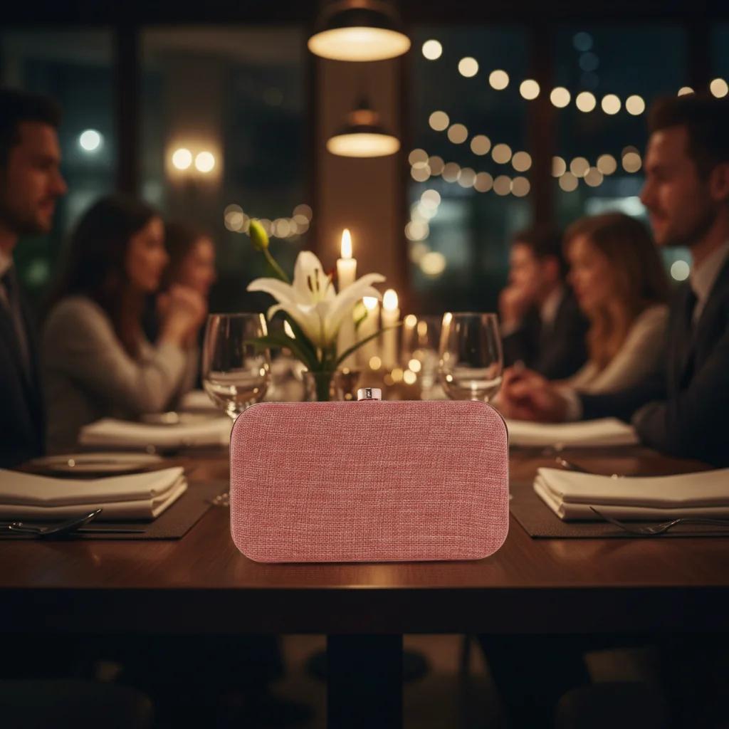 Value Gifts Women’s Greyish Pink Clutch with Gold Embellishments