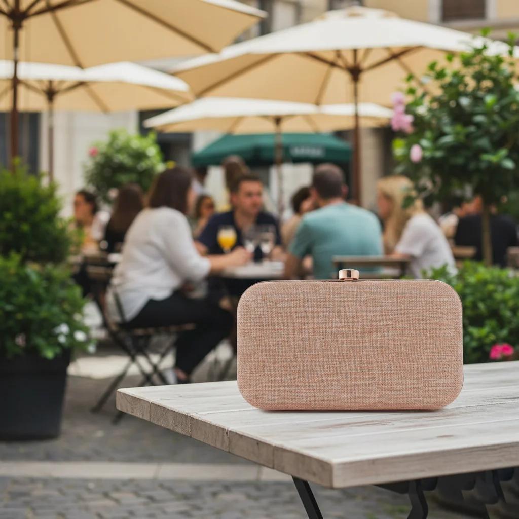 Value Gifts Women’s Warm Grey Clutch with Gold Embellishments