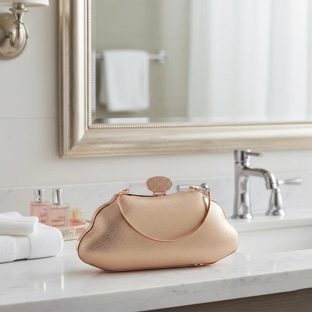 Value Gifts Elegant Party Gold Clutch Quick Sand Sling Bag for Women