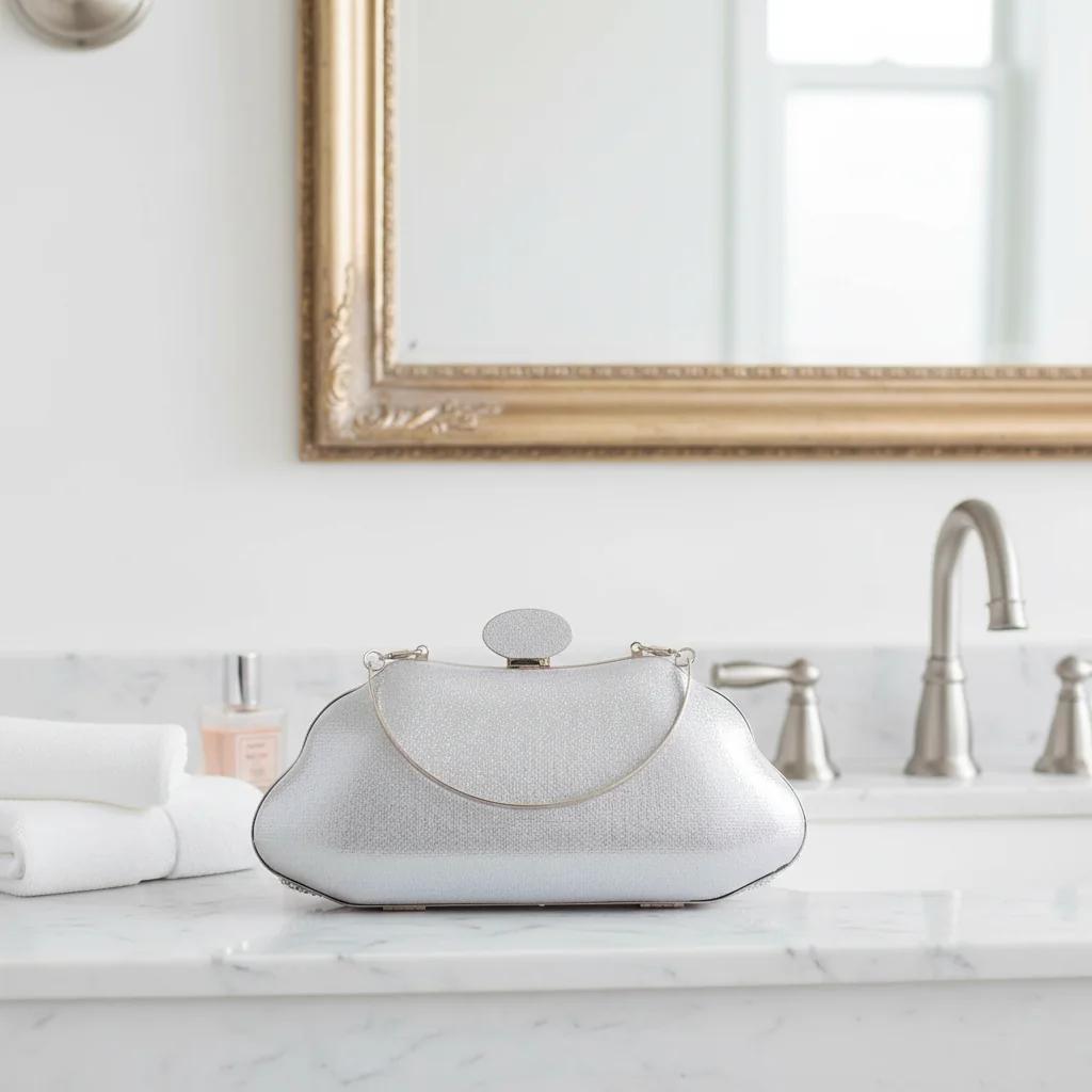 Value Gifts Elegant Party Silver Chalice Sling Bag with Gold Clutch