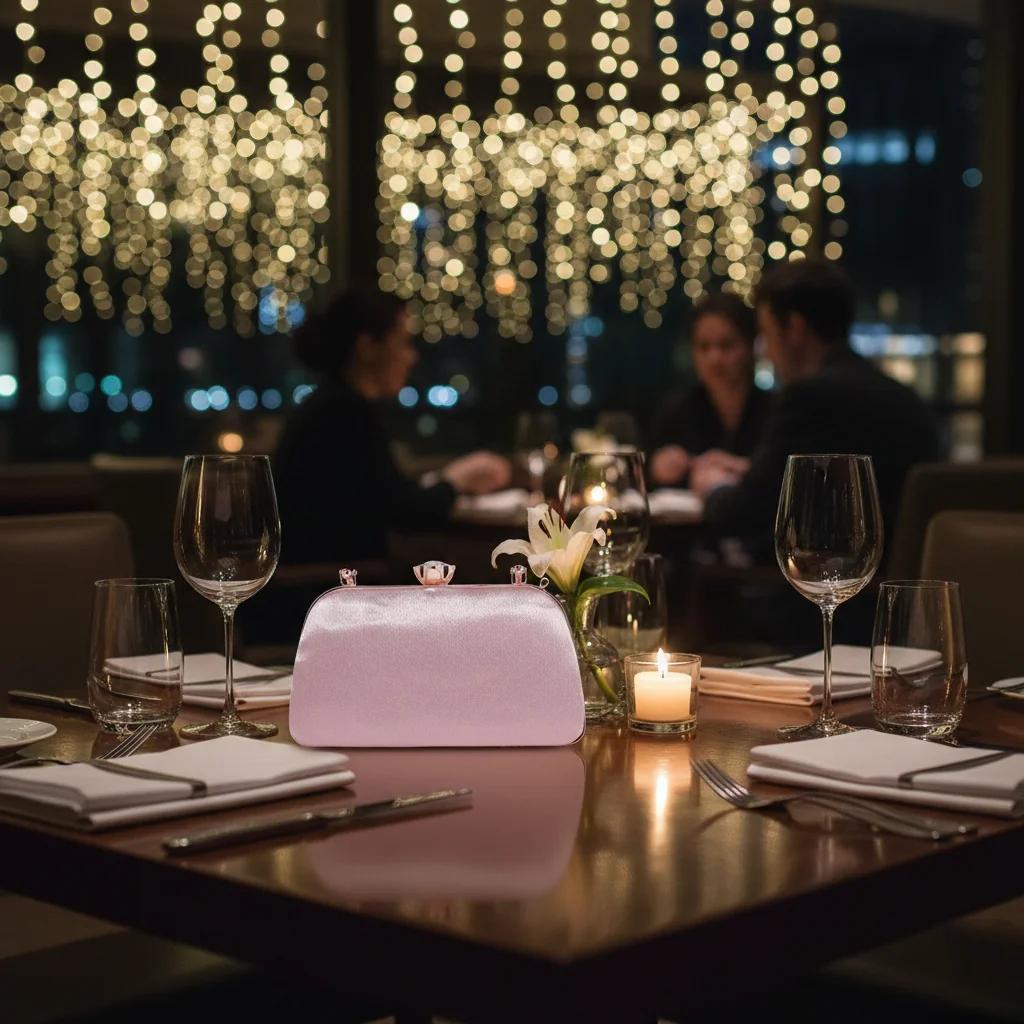 Value Gifts Women’s Bridal Handbag Rose Taupe with Gold Clutch