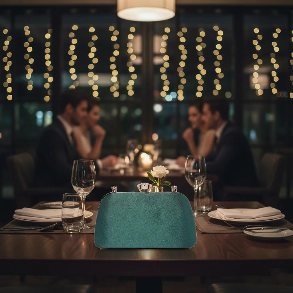 Value Gifts Women’s Bridal Handbag Mineral Green with Gold Clutch