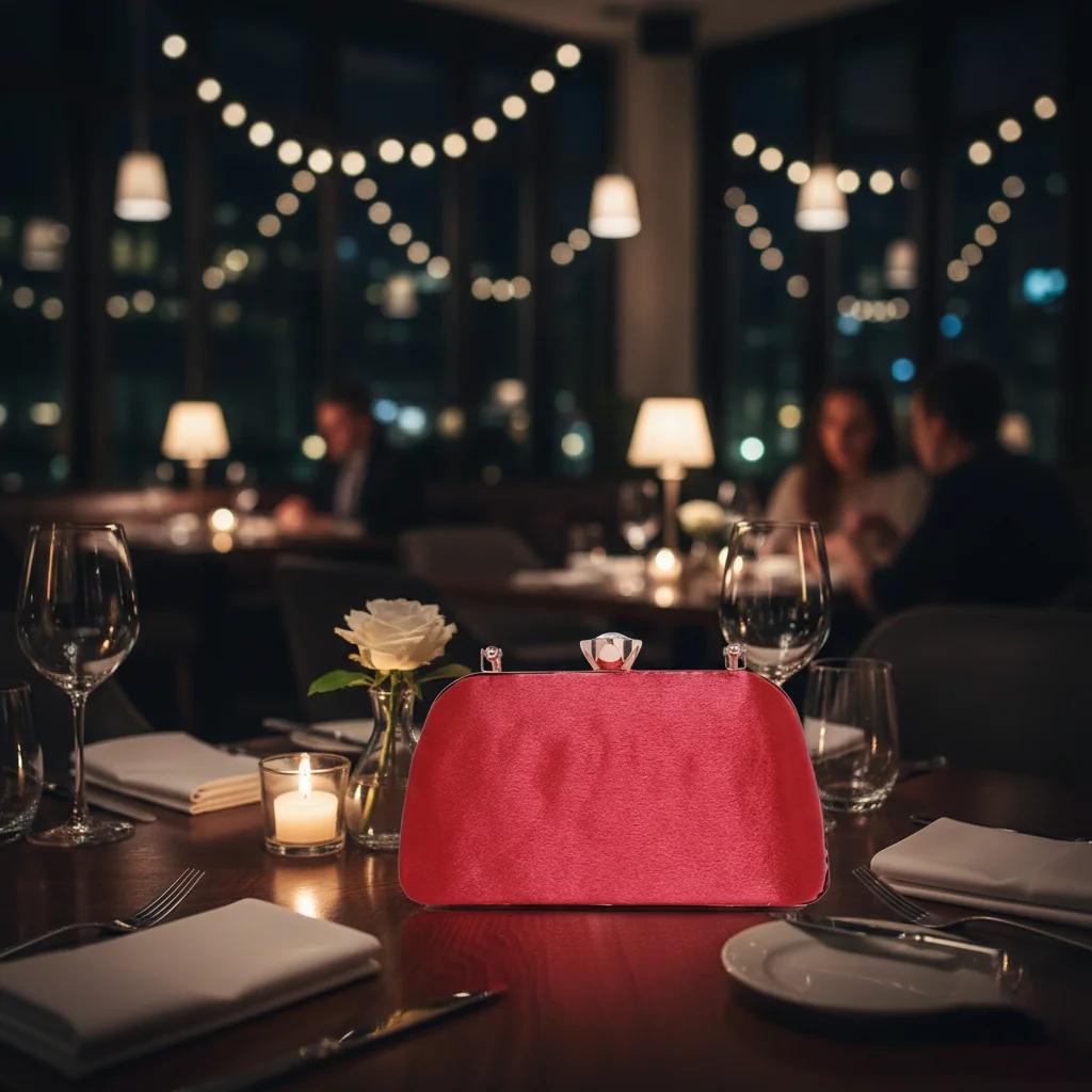 Value Gifts Women’s Bridal Handbag Valentine Red with Gold Clutch