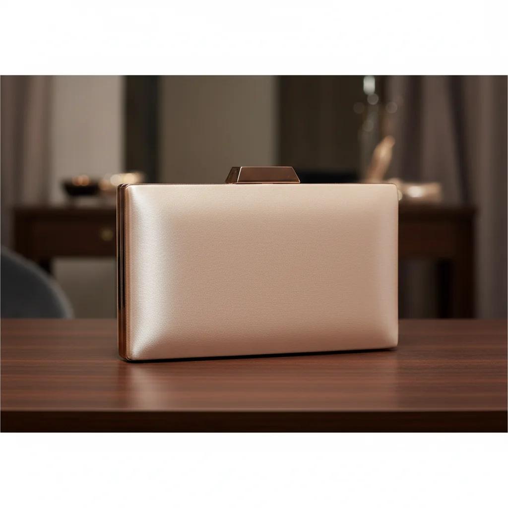 Value Gifts Women’s Bridal Purse Soft Peach with Gold Clutch