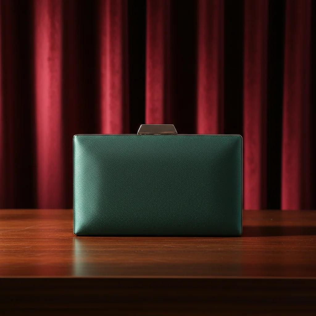 Value Gifts Women’s Bridal Purse Mineral Green with Gold Clutch