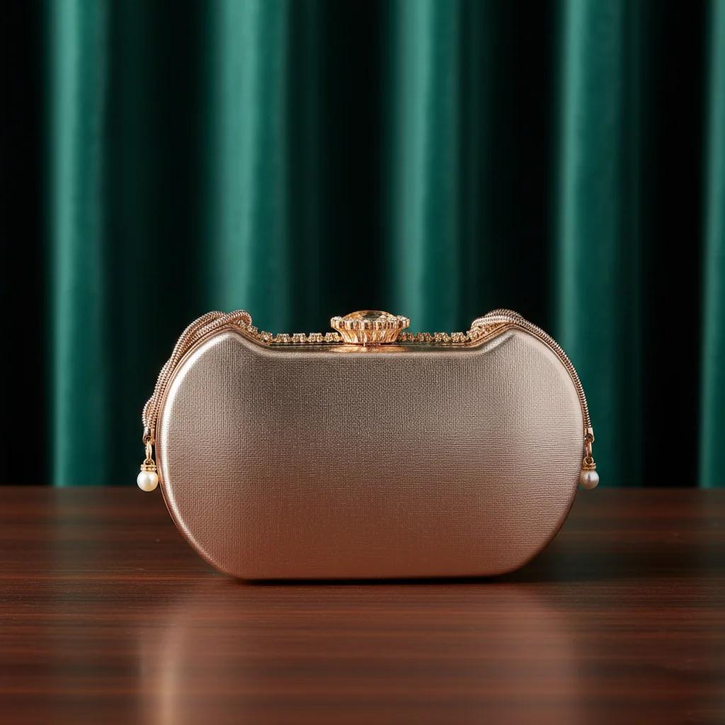 Value Gifts Brownish Bright Diamond Clutch Sling Bag for Women