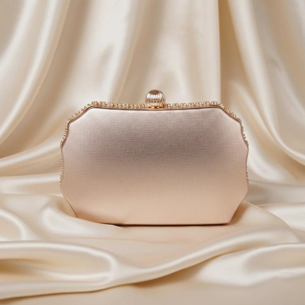 Value Gifts Pale Taupe Bright Diamond Clutch Sling Bag for Women