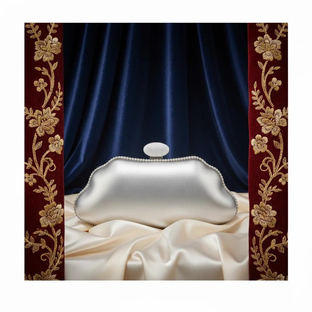 Value Gifts Women’s Silver Chalice Clutch with Intricate Crystal Tassels