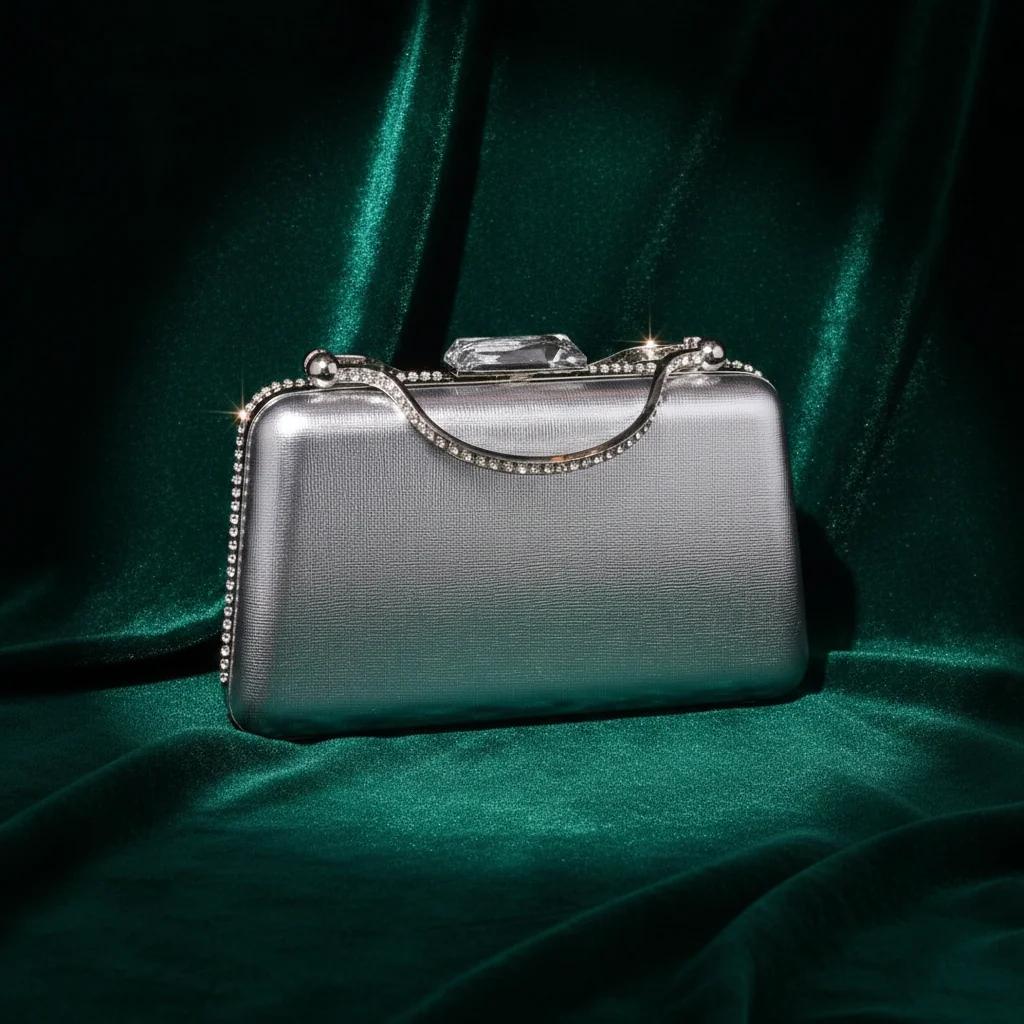 Value Gifts Women’s Regent Grey Crystal Diamond Purse Sling Bag